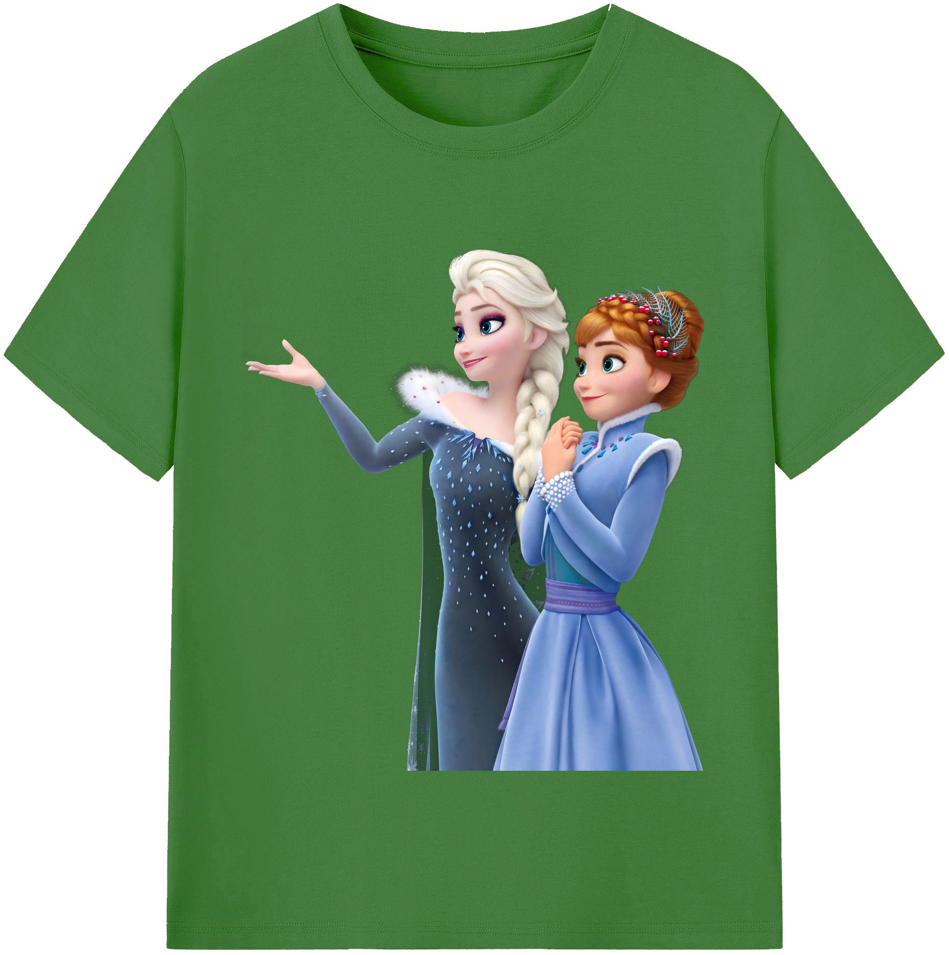 （画像用） アナと雪の女王 アンナ エルサ Frozen Anna Elsa レディースカジュアルプリントTシャツ（綿100％）